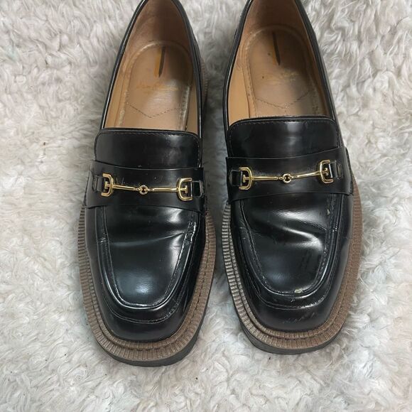 Sam Edelman Laurs Black Leather Platform Loafers Chunky Heel Horsebit SZ… - Picture 2 of 14